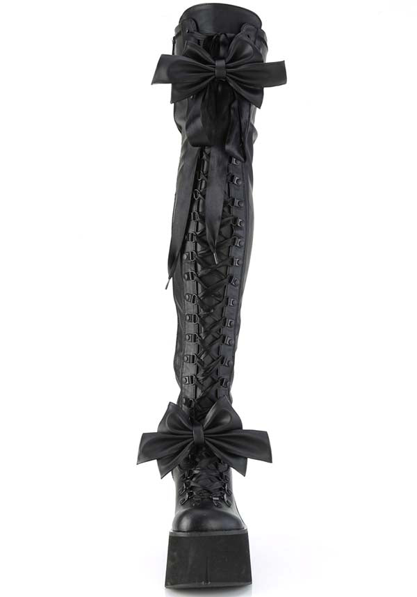 PREORDER: Matte Black KERA-303 Platform Thigh High Boots