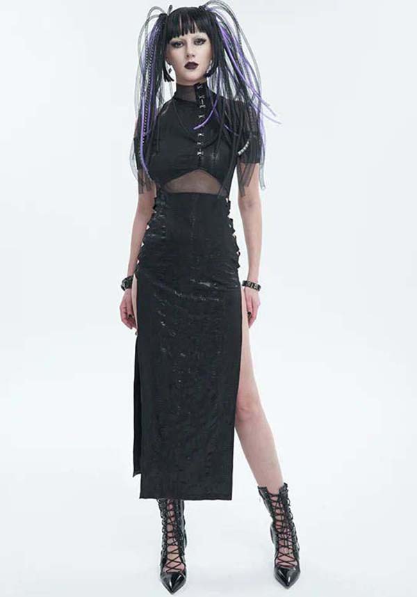 Cyberpunk-Inspired Dystopian Future MIDI Dress for Bold Fashion Statements