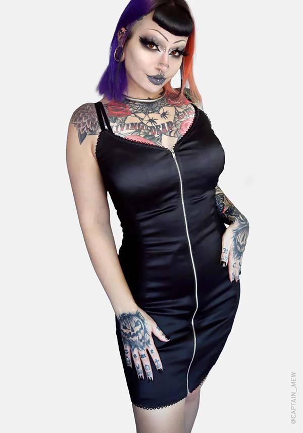 Blood Oath Dark and Dreamy Stretch Satin Dress with Corset Back