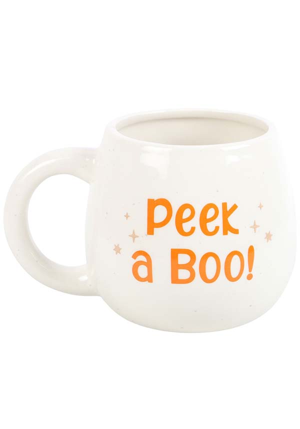Peekaboo Ghost Themed Rounded Ceramic and Dolomite Coffee Mug for Halloween