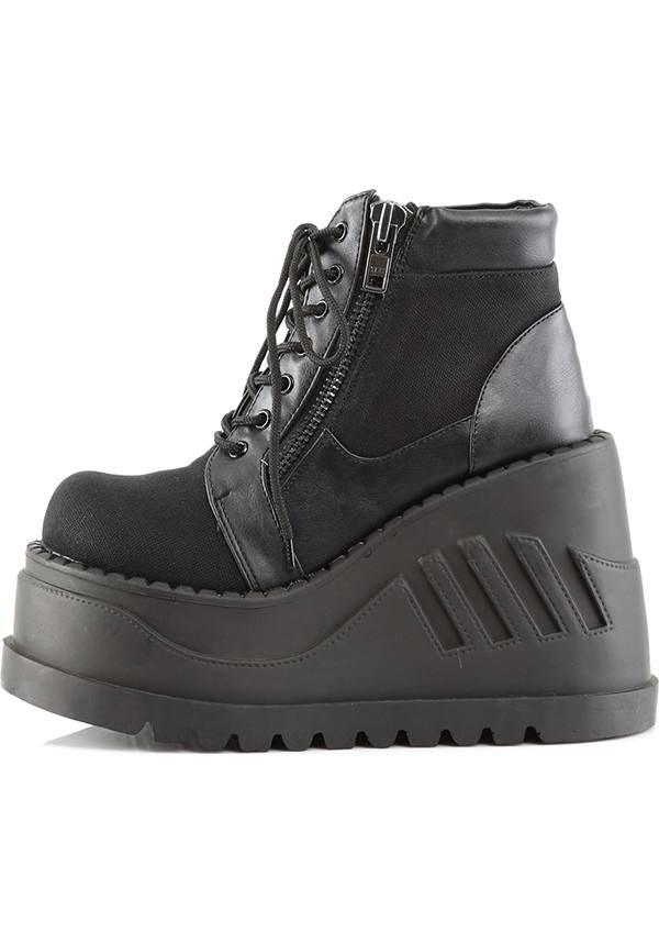 Black STOMP-10 Wedge Platform Lace-Up Boots [PREORDER]