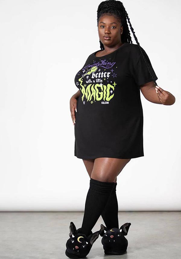 Magic Rest Soft & Stretch T-Shirt Dress with Inspiring Print