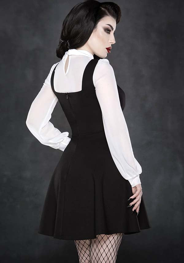 Stylish White Long - Sleeve Personal Jesus Mesh Top with Embroidered Cross Patches