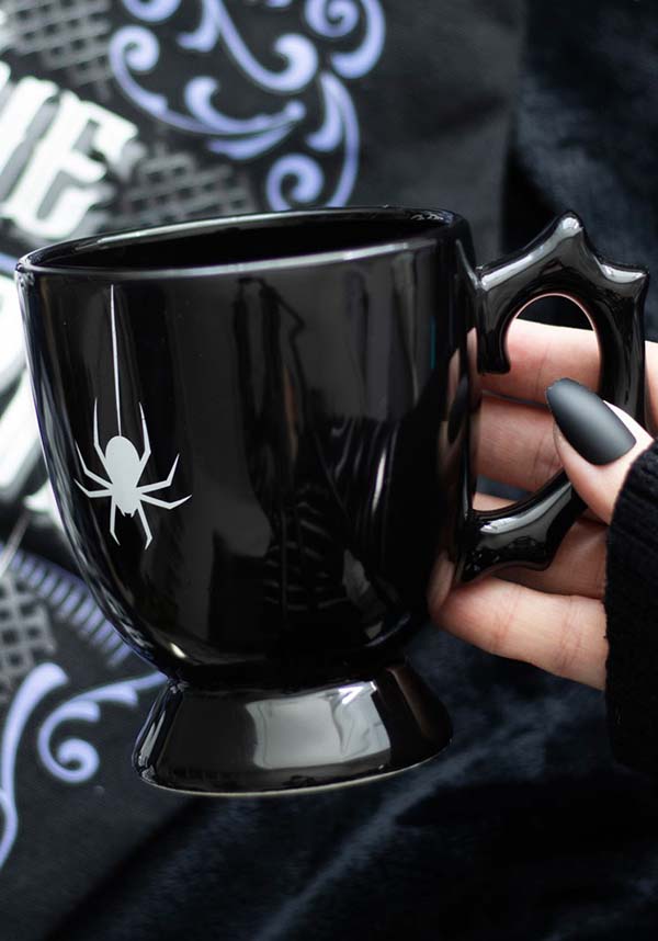 Gothic Style Black Spider-Printed Delicate Teacup