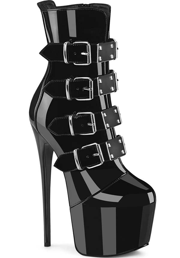 JUBILANT-1023 Ankle Boots in Black Patent Leather [Preorder]