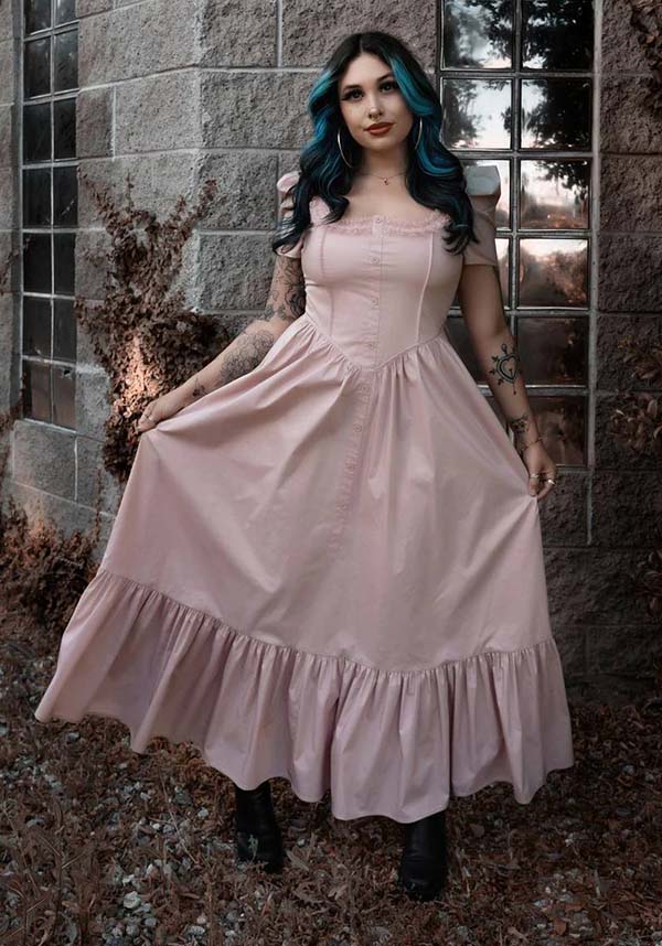 Lively Ghosts' Pastel Rose Gothic Lace Dress - Timeless Elegance