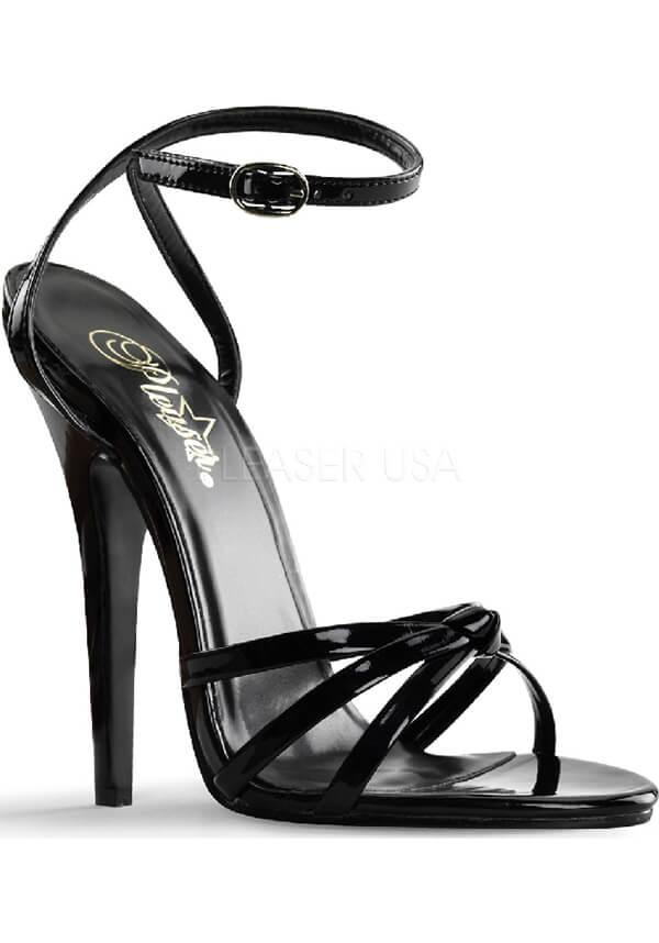 Pre - order DOMINA - 108 Patent Black Strappy Stiletto Heels
