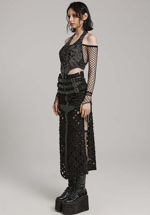 Punk Rave Mazikeen Buckle Design Women's Maxi Skirt