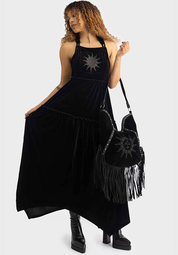 Rising Sun Embroidered Soft Suede Fashion Bag