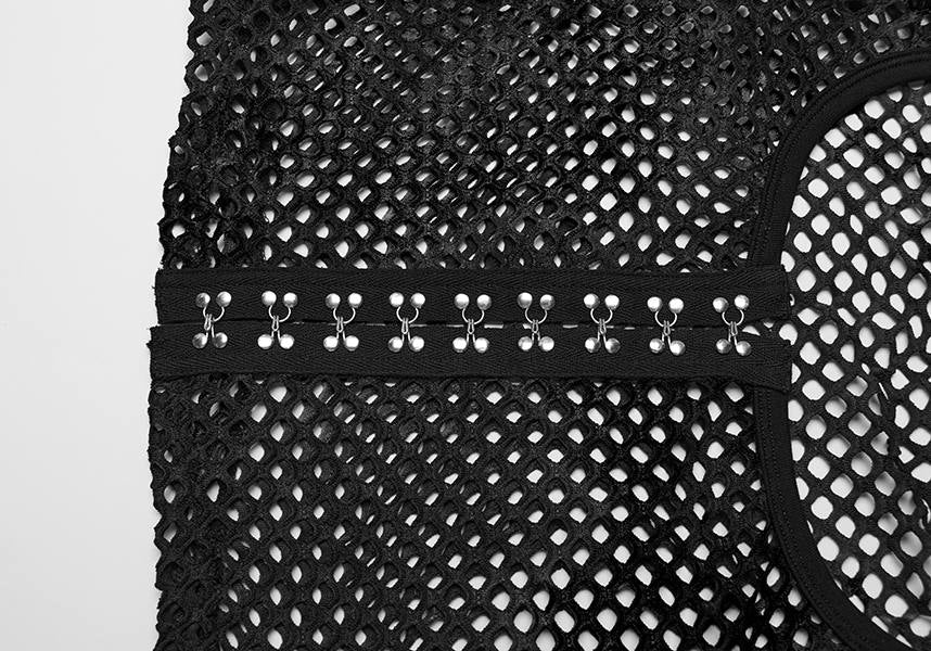 Punk Rave Badriyah Black Fishnet Long - Sleeve Crop Top