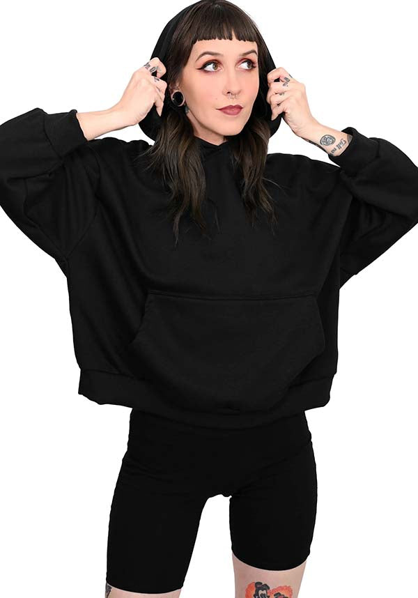 Foxblood's Cozy Oversized Crop Hoodie - The Ultimate Comfort Piece
