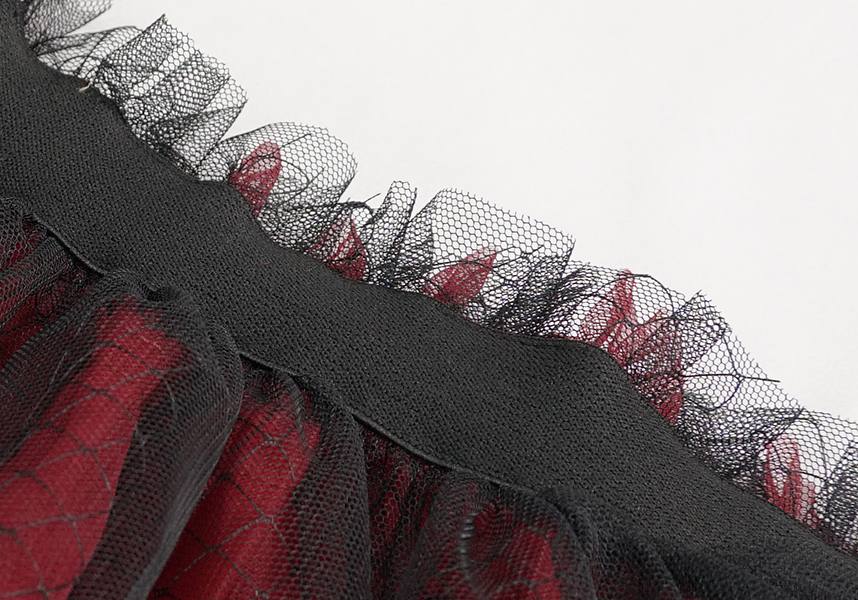 Devil Fashion's Edgy Medusa Punk Flared Skirt in Black and Red