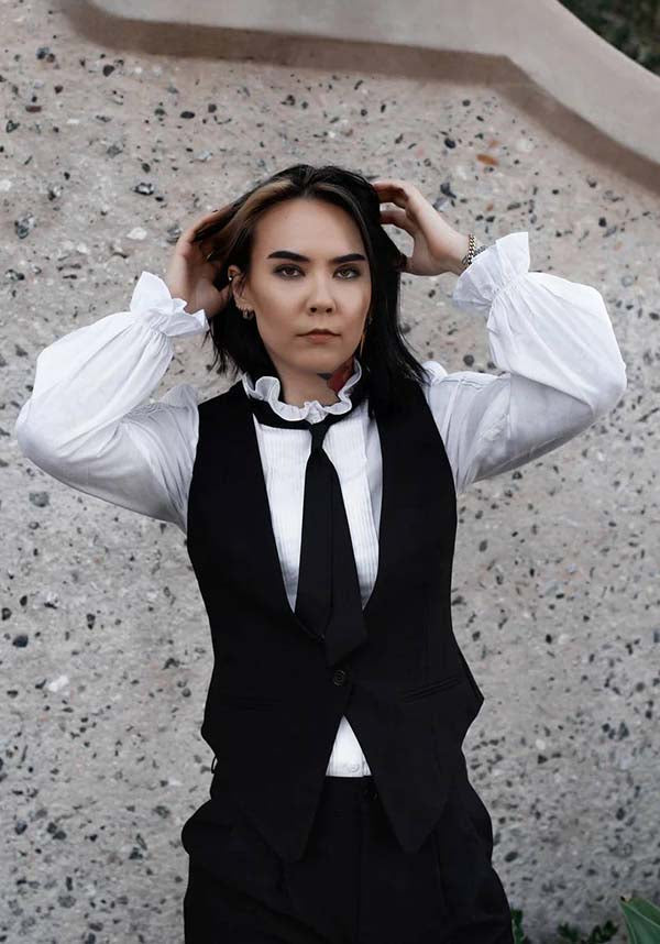 Lively Ghosts' Fashionable Jigsaw Black Vest for the Stylish