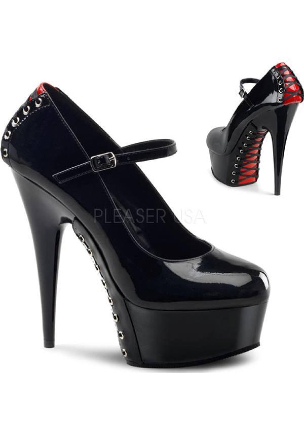 PREORDER: DELIGHT-687FH Platform Heels in Black/Red