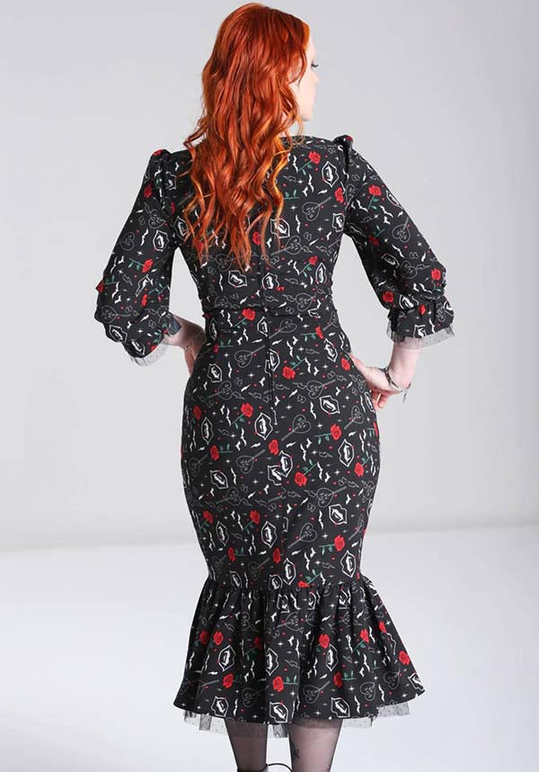 Hell Bunny's Enchanting Lilith Black Maxi Dress for Alternative Fashion Lovers