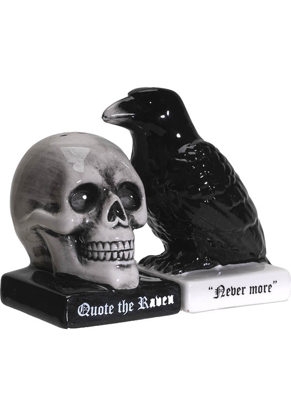 Edgar Allan Poe Inspired Raven Skull Salt and Pepper Shaker Set