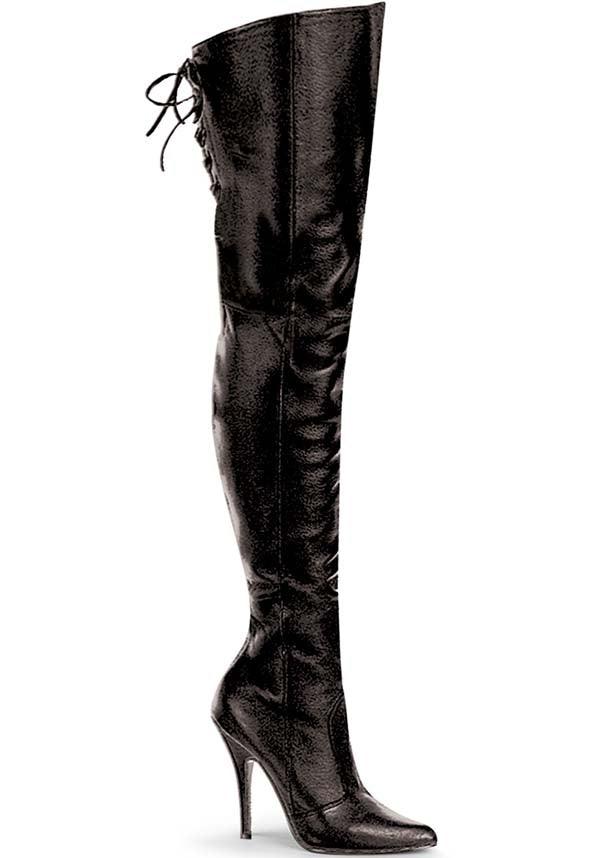 PREORDER - Legendary 8899 Black Lace - Up Thigh High Boots