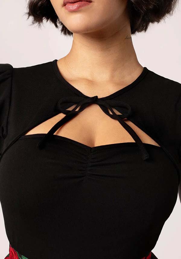 Hell Bunny Priscilla Women's Vintage-inspired Soft Black Jersey Top