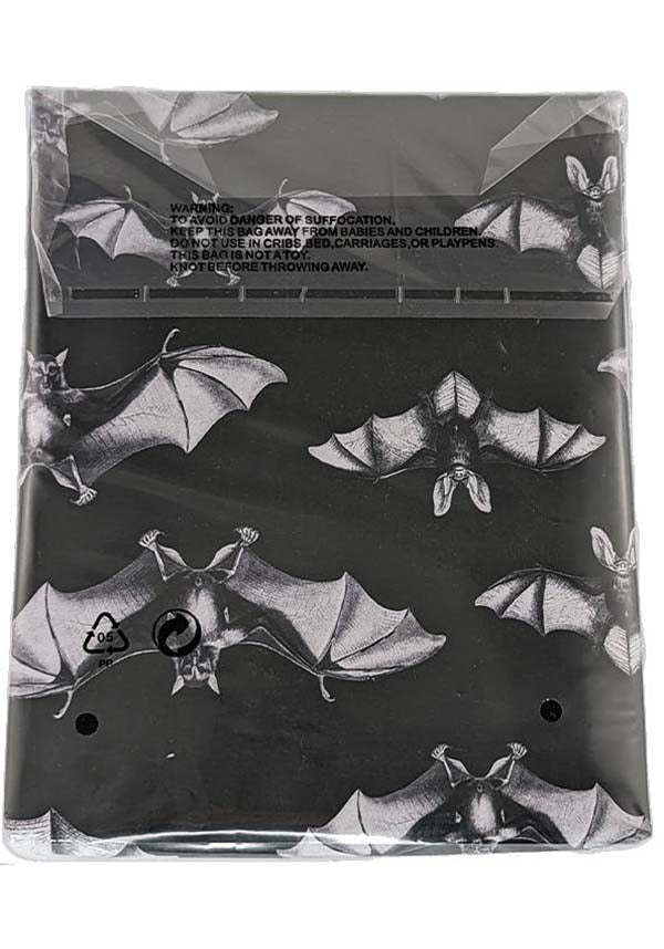 Midnight Flight Charcoal Black Polyester Table Cloth with Grey Realistic Bats
