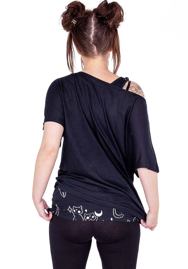 Enchanting Kitty Spellbook Fashion Top for Alternative Style Lovers