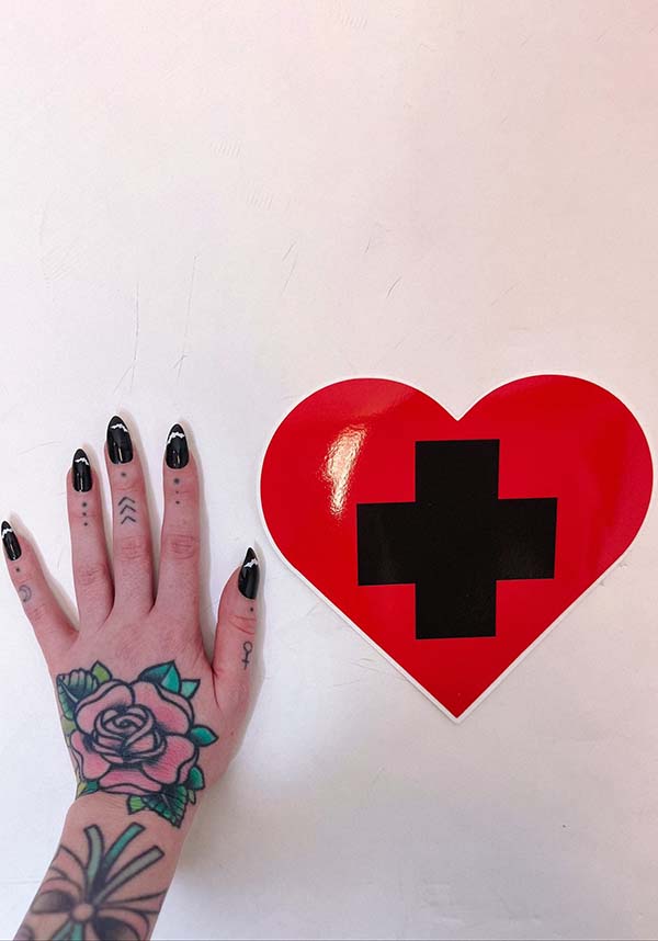Large Glossy Vinyl Sticker with Beserk Heart Design