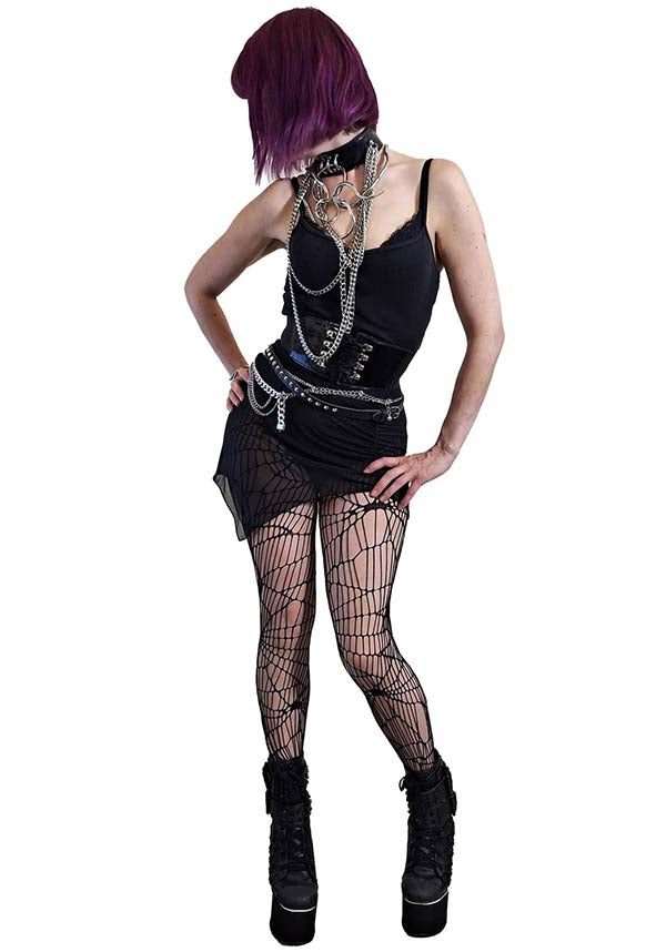 Necessary Evil's Stylish Minerva Mesh Elastic Waist Mini Skirt
