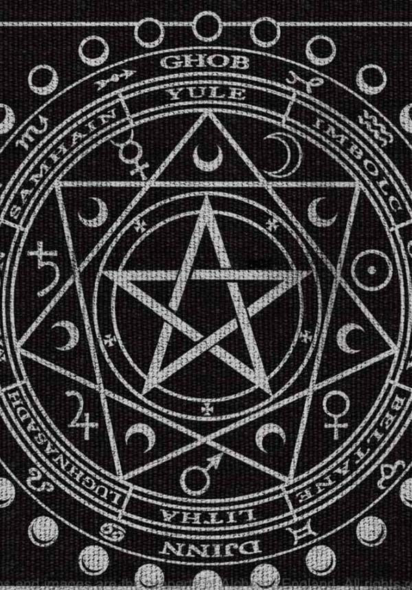 Enchanting Hand-Woven Wiccan-Inspired Cotton Carpet with Tassels