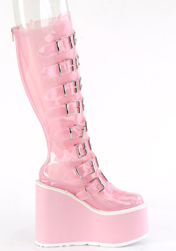 PREORDER - PLATFORM BOOTS - SWING-815C STYLE IN BABY PINK TPU MATERIAL FOR FASHION - LOVERS