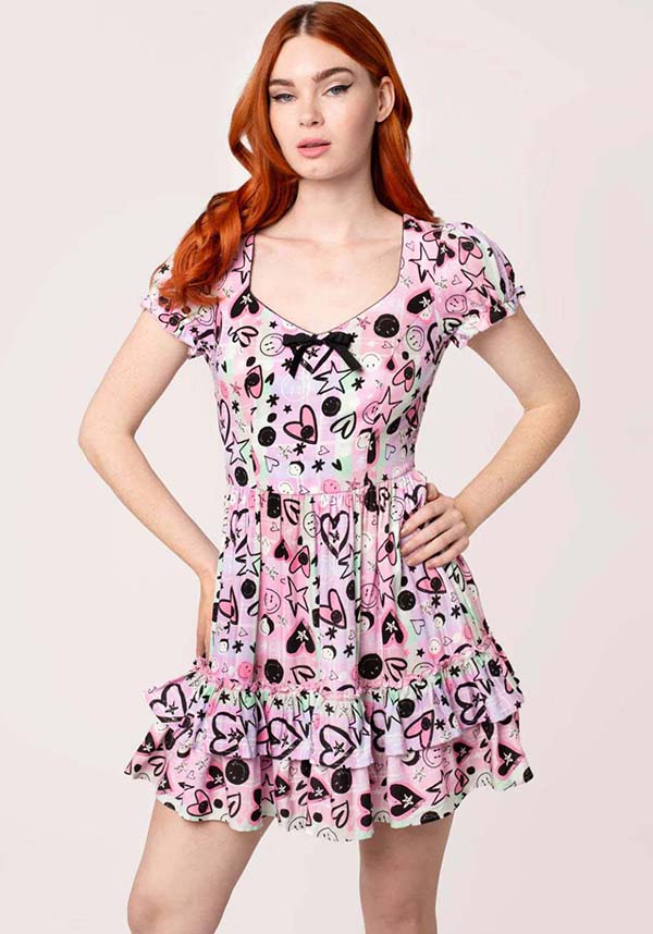 Robbie Mini Dress | A Stylish Collaboration by Hell Bunny and Smiley® Originals