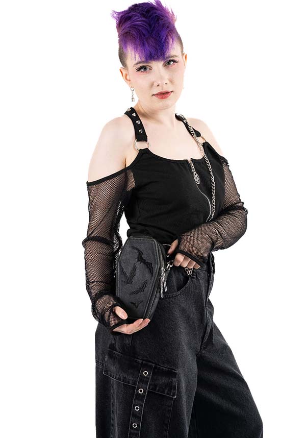 Gothic Style Bat Coffin Shaped Mini Handbag