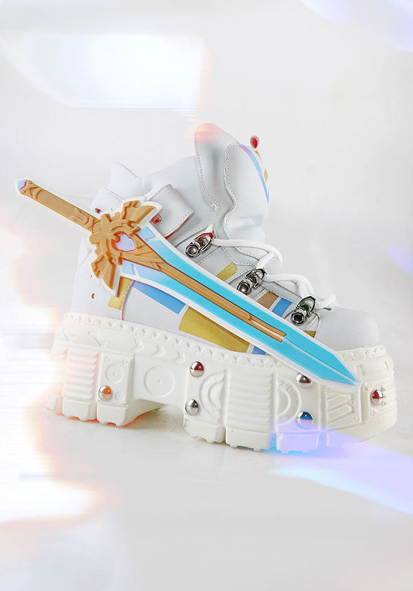 White Mangosteen 08 Platform Combat Sneakers Inspired by Genshin Impact