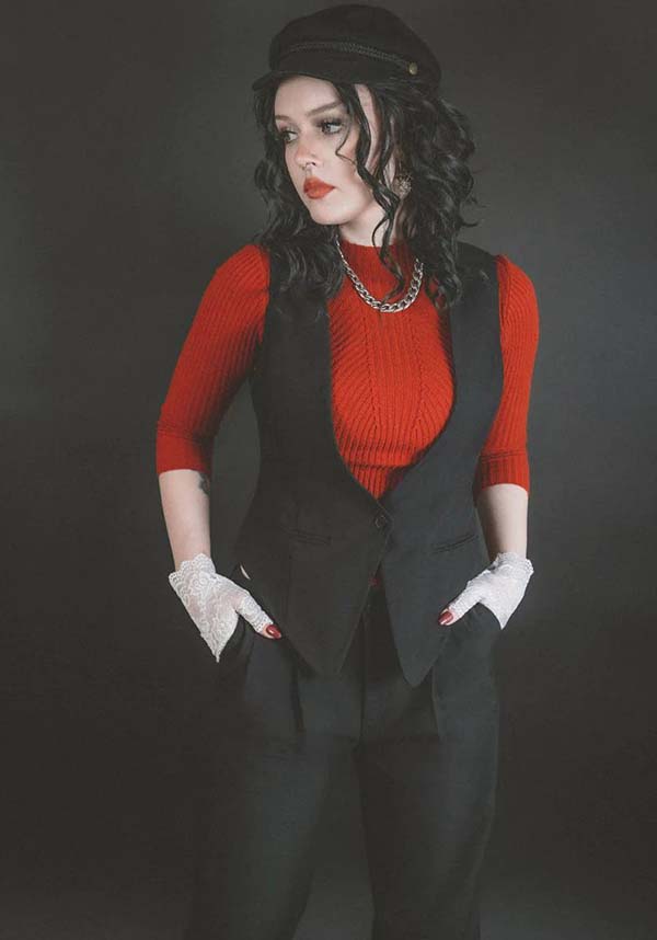 Lively Ghosts' Fashionable Jigsaw Black Vest for the Stylish