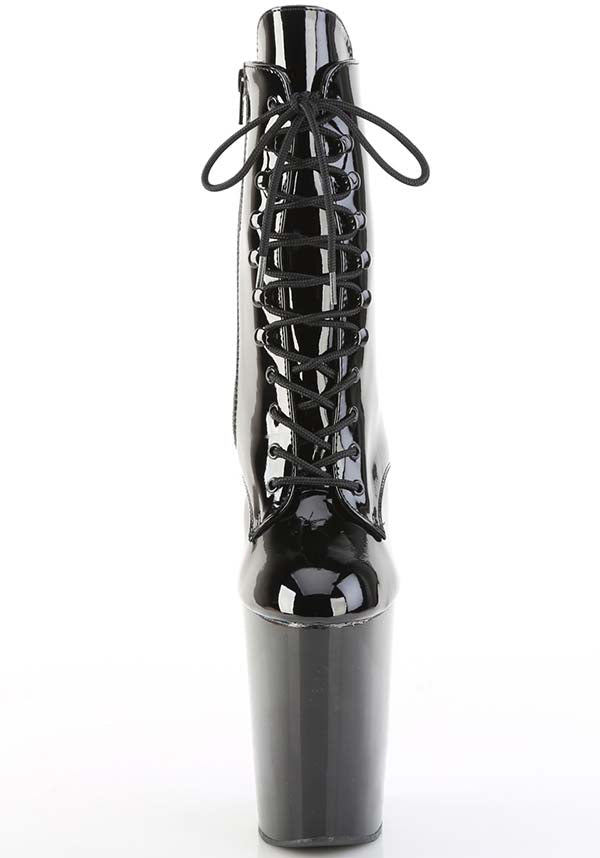BEWITCHED-1020 Black Patent Platform Ankle Boots [Preorder Special Offer]