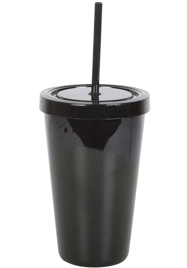 Sleek Black Plastic Tumbler with Striking 'Deadly Poison' Design