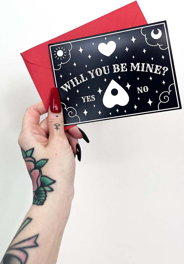 Spooky Cute 'Will You Be Mine' Greeting Card with Red Envelope