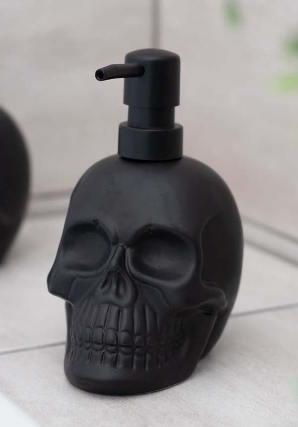 Unique Black Ceramic Skull Soap Dispenser for Gothic Sink