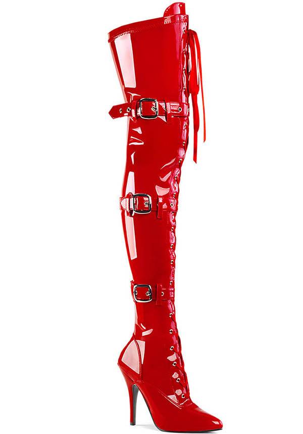 SEDUCE-3028 Red Thigh High Boots - Preorder Now
