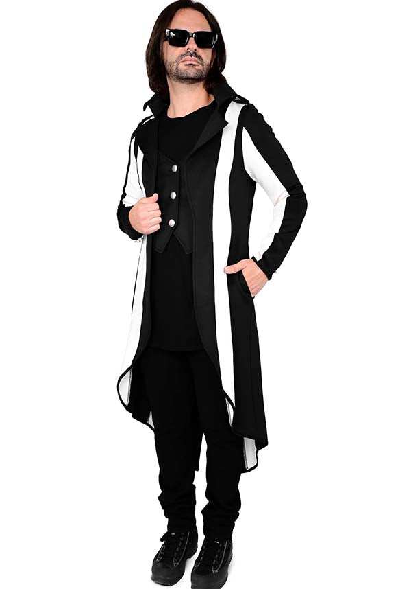 Foxblood Unisex Black and White Striped Stretch Neoprene Jacket