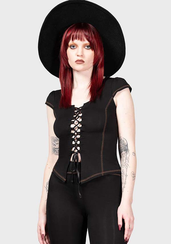 Soft and Stretch Midsummer Maypole Top with Tie Front Detail