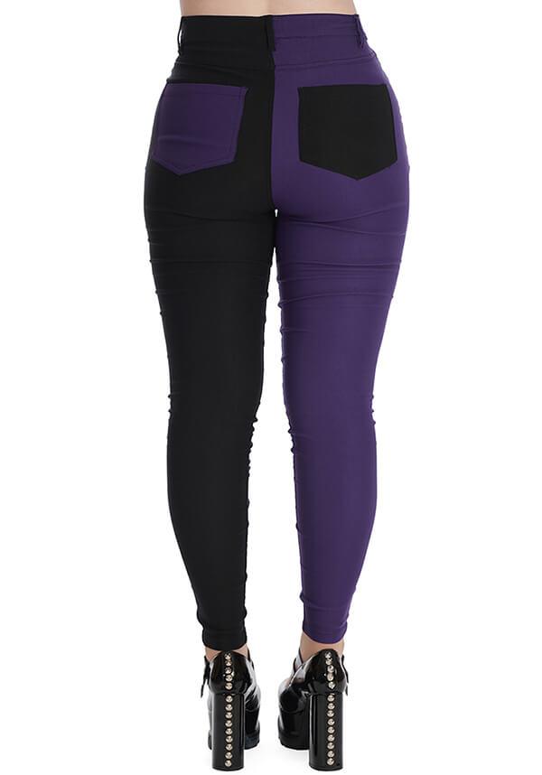 Bailey Purple and Black Half-and-Half Casual Goth Pants