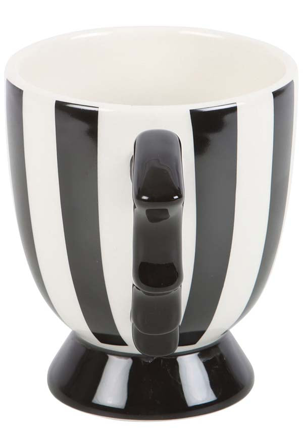 Gothic Ceramic Striped Bat Wing Design Teacup