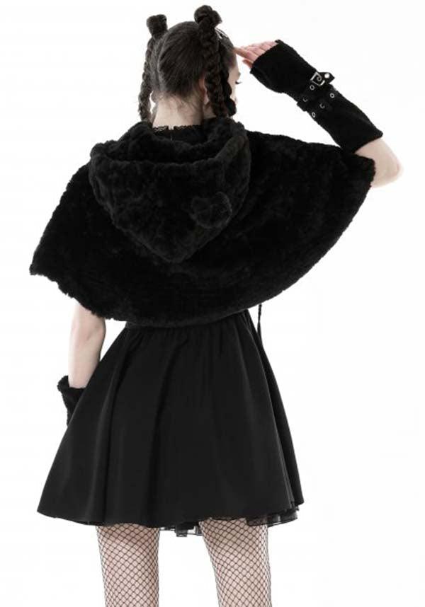 Stylish Black Bear-inspired Lolita Cape for a Dark Whimsical Look