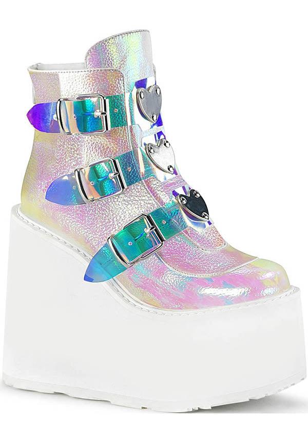 Pearl Iridescent SWING-105 Platform Ankle Boots - Preorder Available