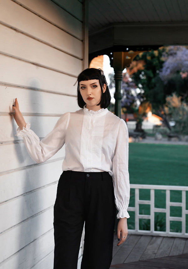 Bateman Men's Classic Button - Down White Shirt with Removable Bow