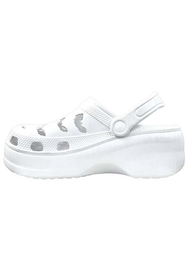 YRU RIPS White Rubber Bat-Themed Clogs for Bat Lovers