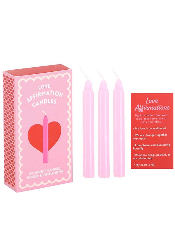 Set of 3 Unscented Pink Love Affirmation Candles for Self - Love