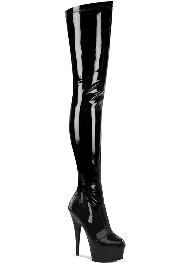 DELIGHT-4000 Black Patent Platform Heel Women's Preorder High Heels