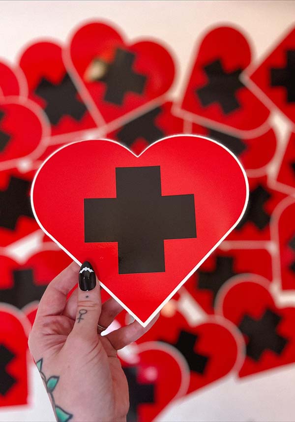Large Glossy Vinyl Sticker with Beserk Heart Design