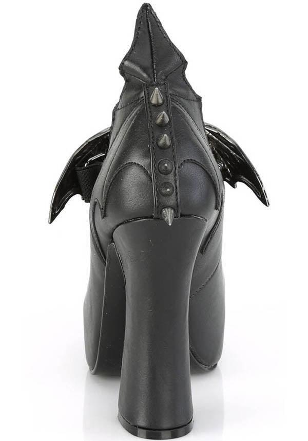 PREORDER! DEMON-18 Black Concealed Platform Slip-On Heels