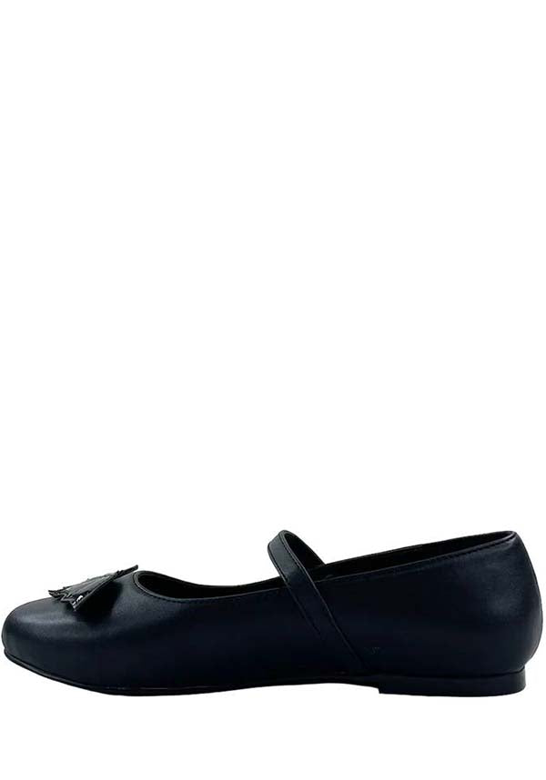 Strangecvlt All-Black Mary Jane Bat Flat Shoes